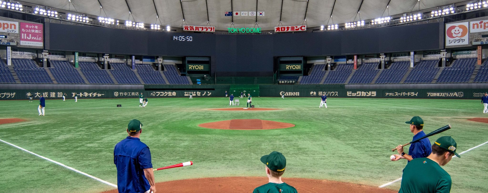 Action from the Asia Professional Baseball Championship 2023(APBC) training in Tokyo Dome Tokyo, Japan - photo; SMP Images / Baseball Australia Media. Action from the Asia Professional Baseball Championship 2023(APBC) training in Tokyo Dome Tokyo, Japan - photo; SMP Images / Baseball Australia Media.