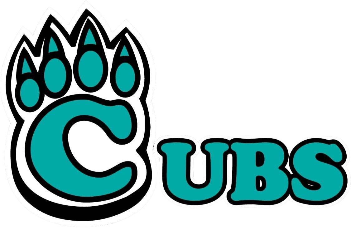 Logo of the word "Cubs" with the letter C forming the main portion of a bear paw.